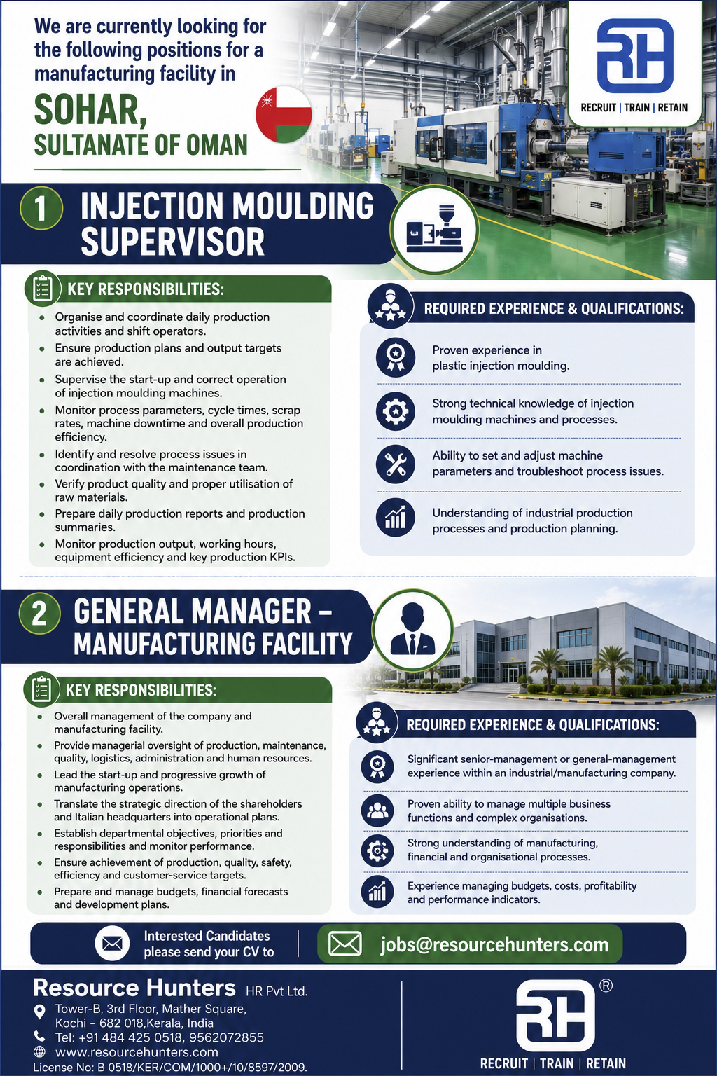 INJECTION MOULDING SUPERVISOR, GENERAL MANAGER - OMAN