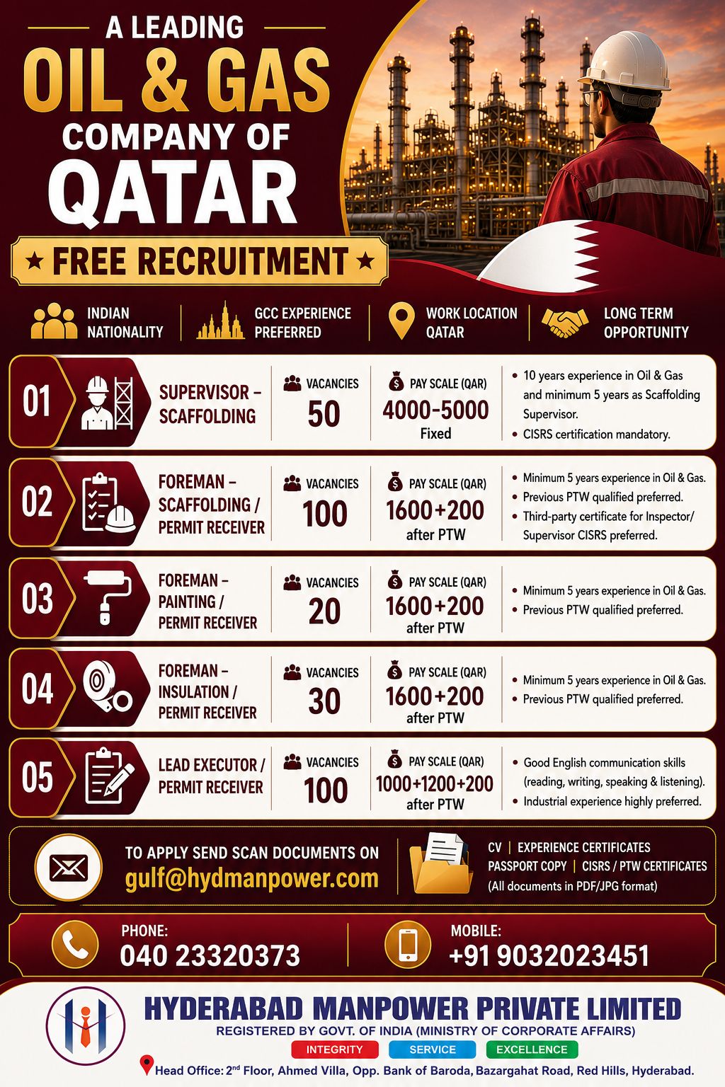 FREE RECRUITMENT - QATAR