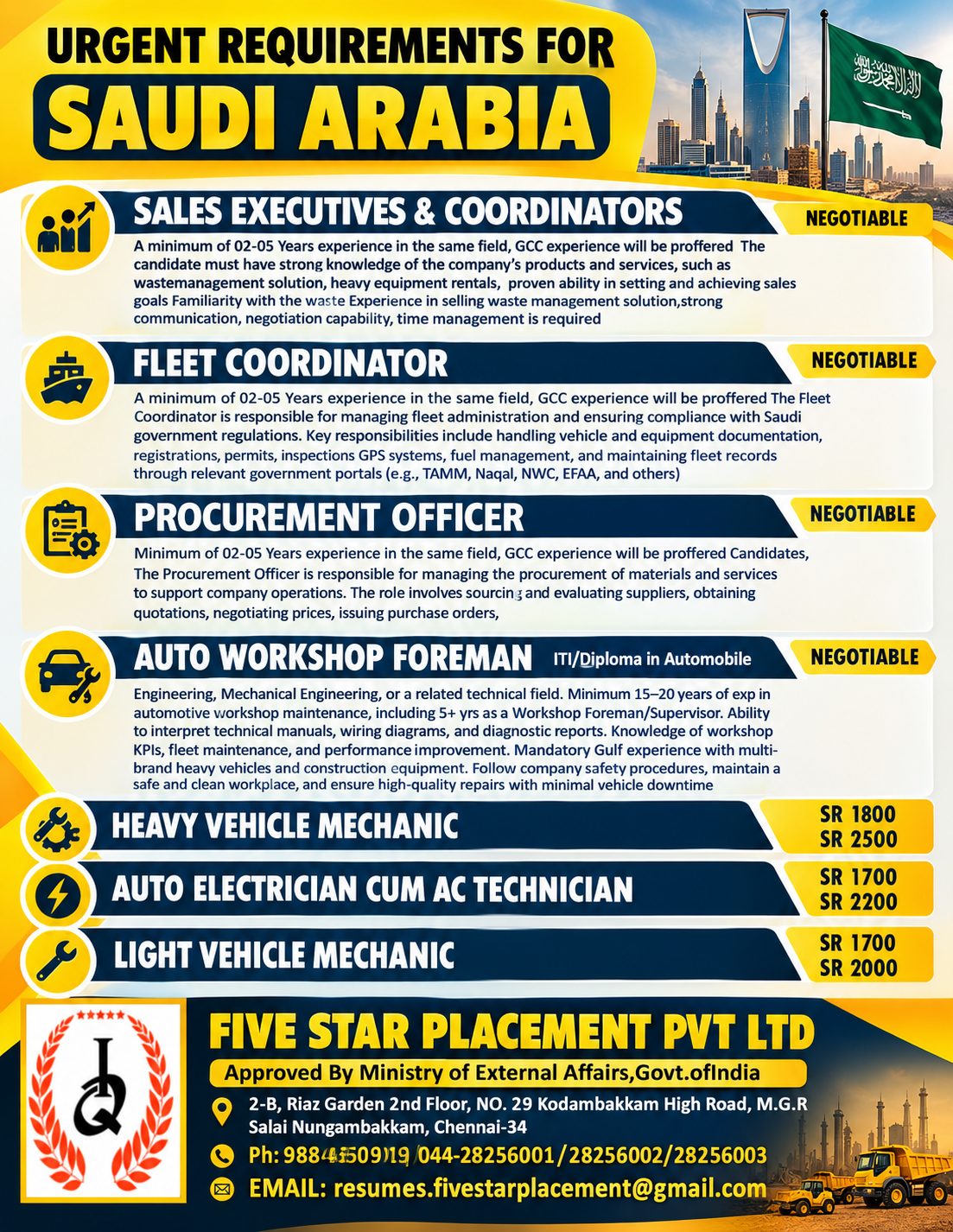 Requirements for Saudi Arabia