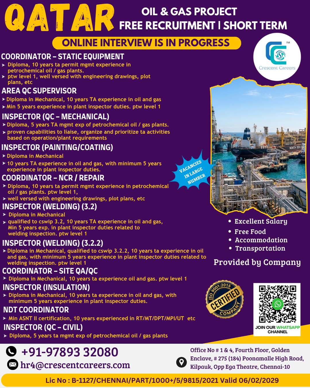 Oil & Gas Project - Free Recruitment
