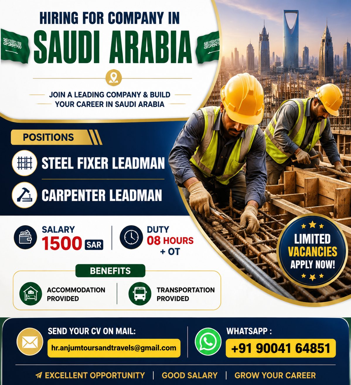 Hiring for Company in Saudi Arabia