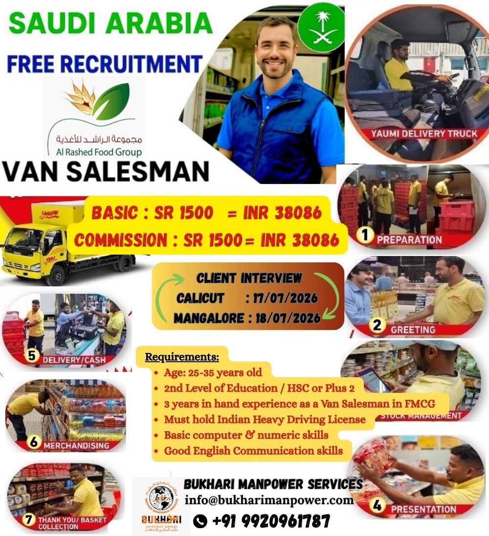FREE RECRUITMENT FOR SAUDI ARABIA — BUKHARI MANPOWER SERVICES, SAUDI ARABIA, SAUDI ARABIA