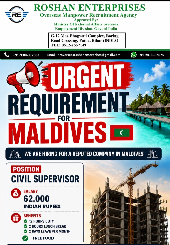 civil supervisor — M/S  Roshan Enterprises, maldives, maldives
