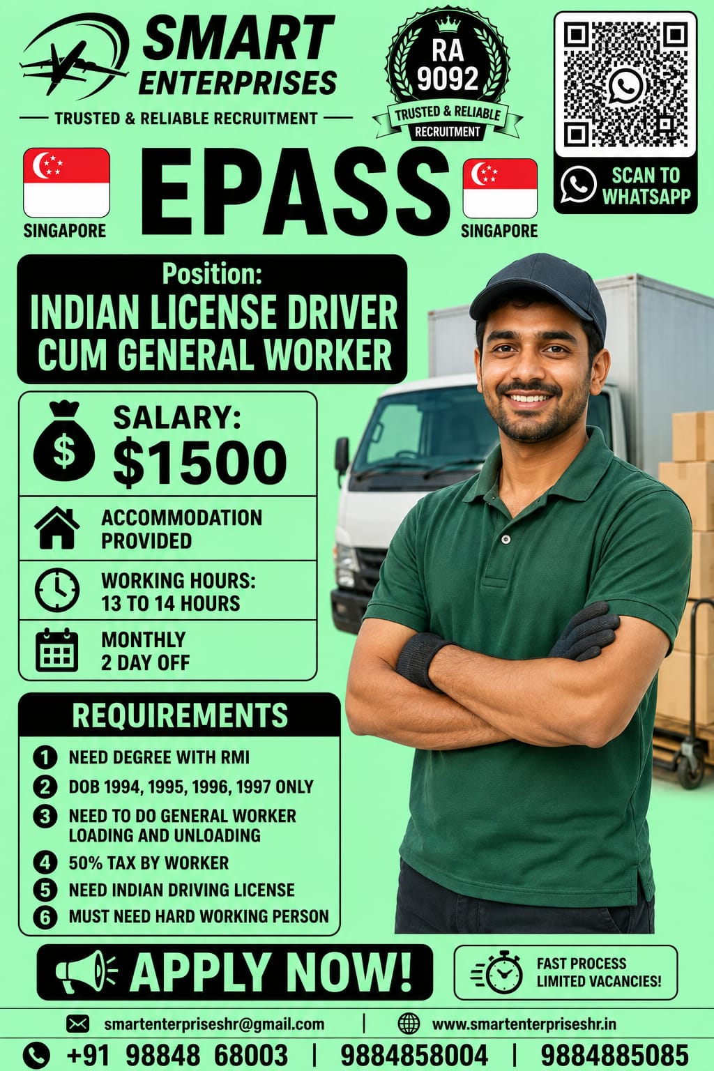 INDIAN LICENSE DRIVER CUM GENERAL WORKER