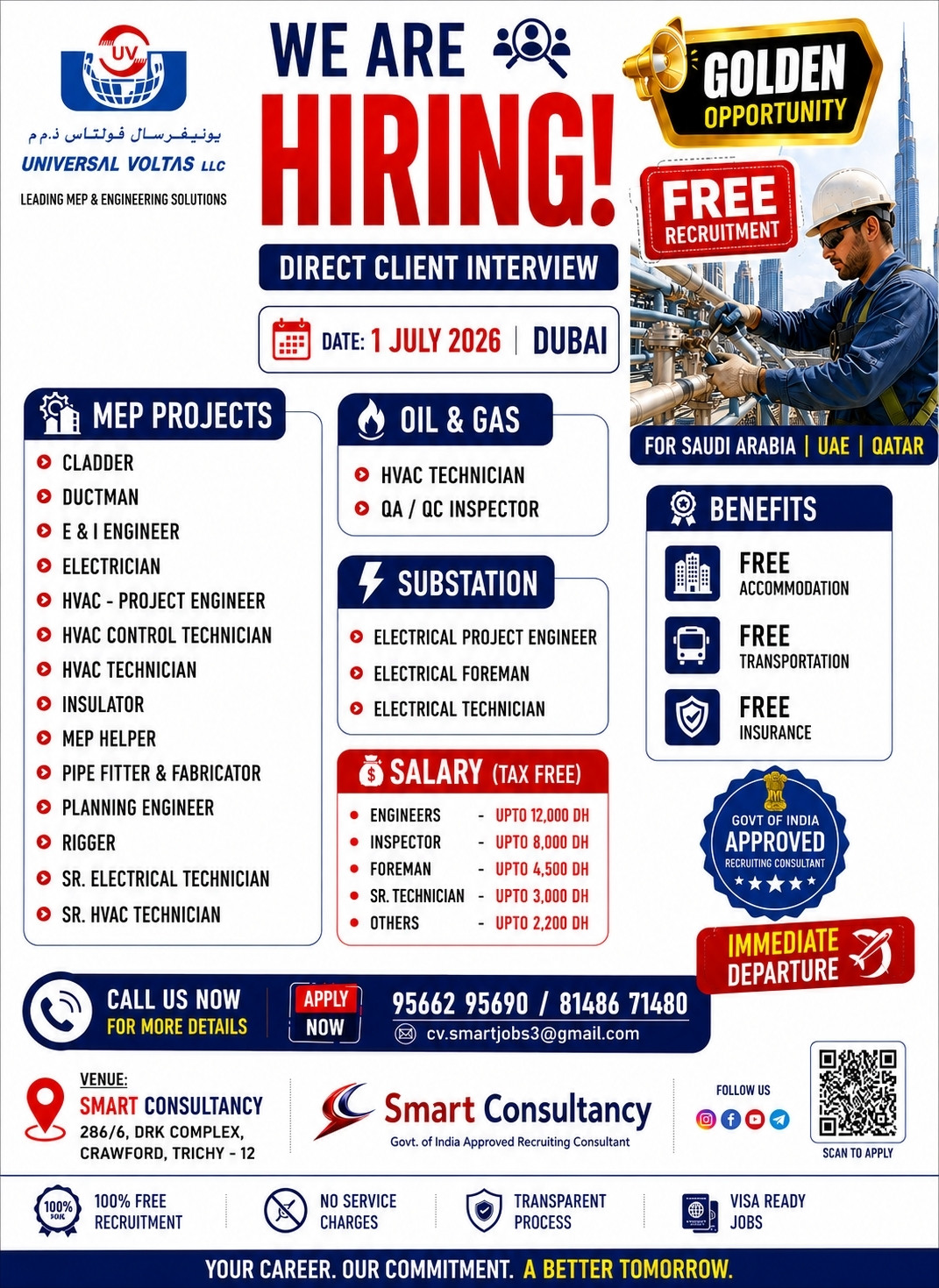 🚨 DIRECT CLIENT INTERVIEW – DUBAI - FOR UNIVERSAL VOLTAS — SMART CONSULTANCY, UAE