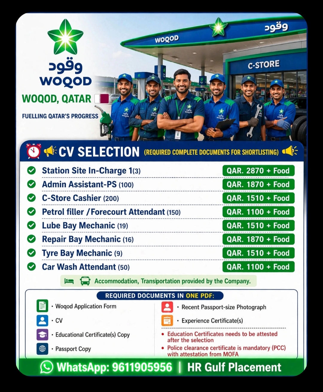 CV Selection - Multiple Positions at WOQOD — HR Gulf Placement, Qatar, Qatar