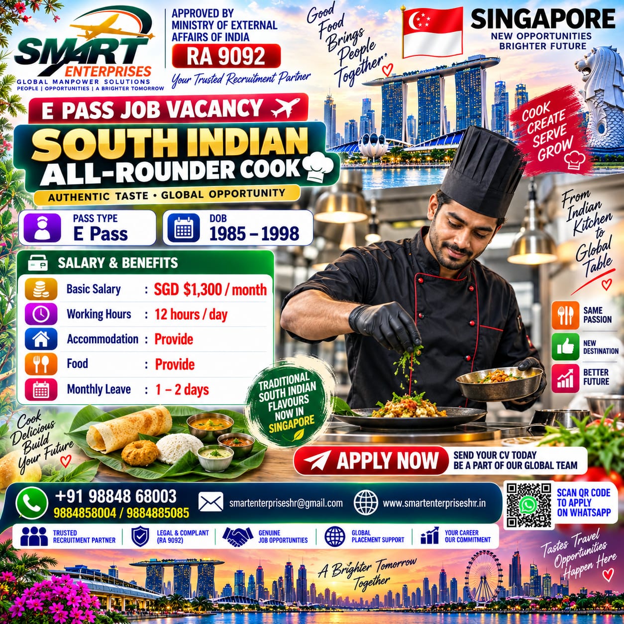 URGENT WANTED FOR SOUTH INDIAN ALL ROUNDER COOK