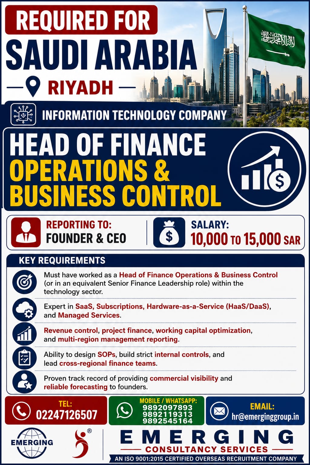 HEAD OF FINANCE OPERATIONS & BUSINESS CONTROL FOR SAUDI ARABIA