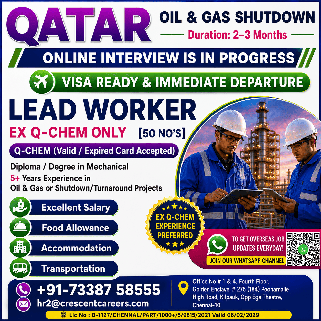 Lead Worker - Oil & Gas Shutdown — Crescent Careers, Qatar