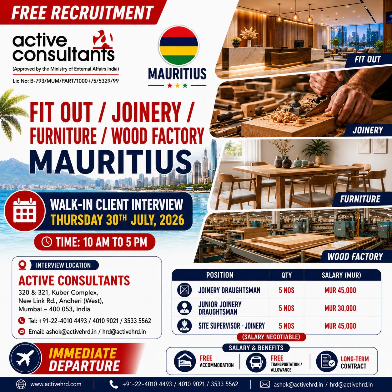 Joinery Draughtsman — Active Consultants, Mauritius
