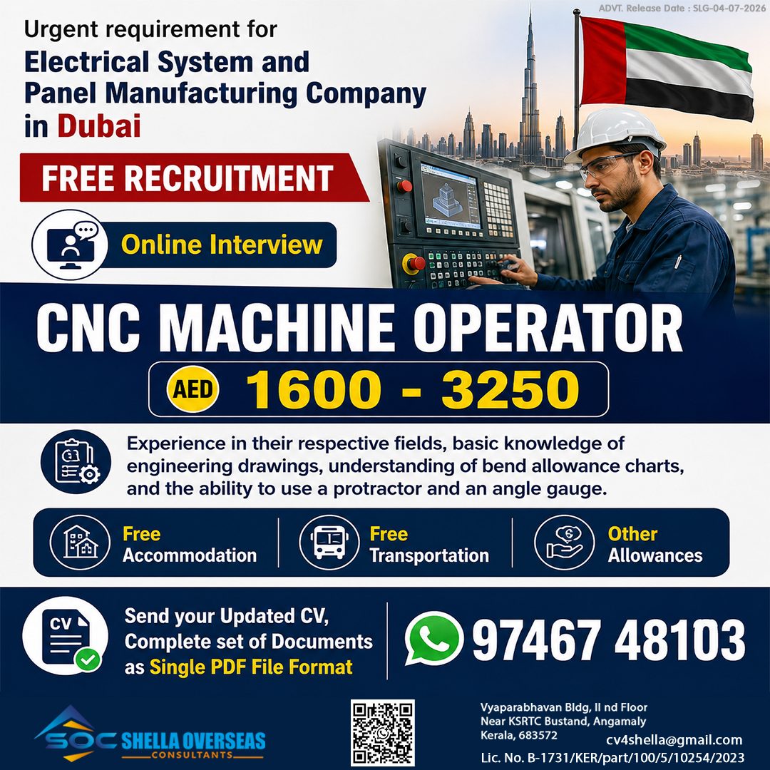 CNC Operator UAE — Shella Overseas Consultancy, UAE