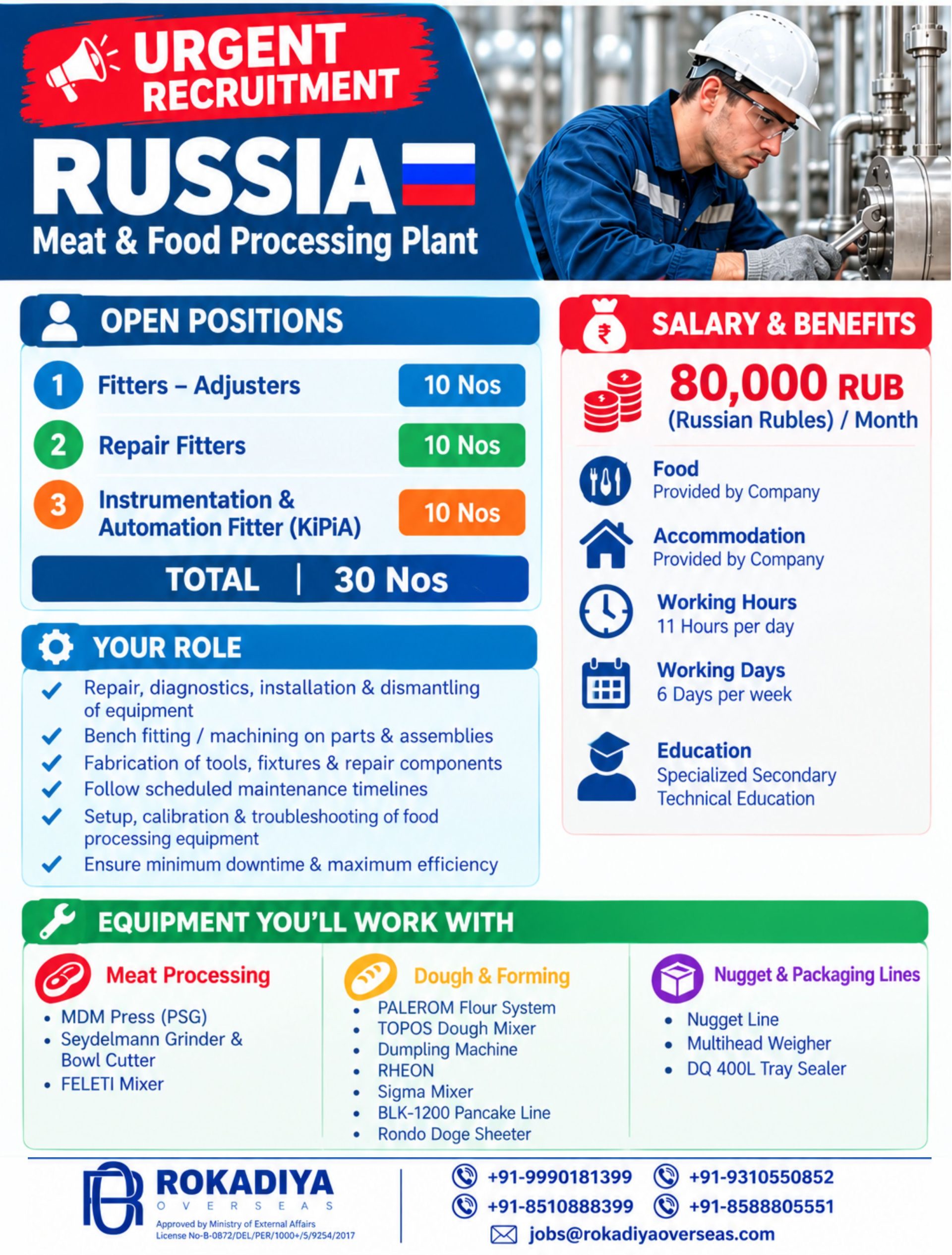 Technician — ROKADIYA OVERSEAS, RUSSIA, RUSSIA
