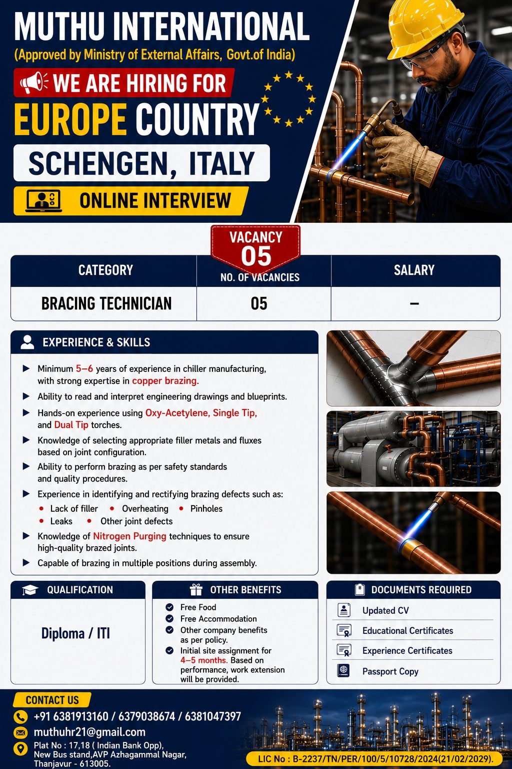 Bracing Technicians — MUTHU INTERNATIONAL, Europe, Europe