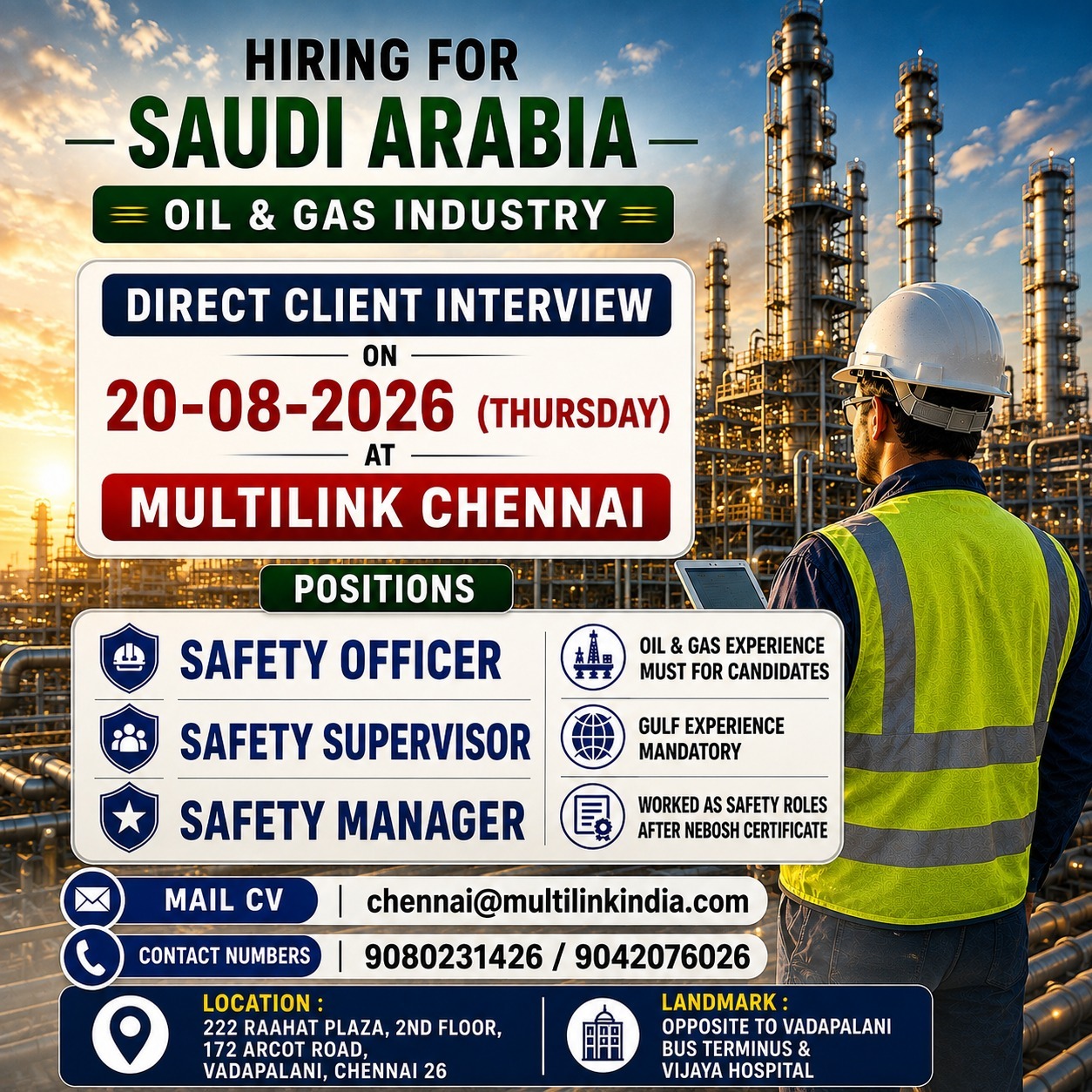 Hiring for Saudi Arabia - Oil & Gas Industry — MULTILINK
MANAGEMENT
CONSULTANTS PVT.
LTD, Saudi Arabia