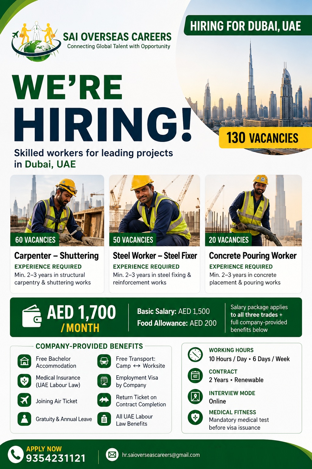 HIRING FOR DUBAI, UAE