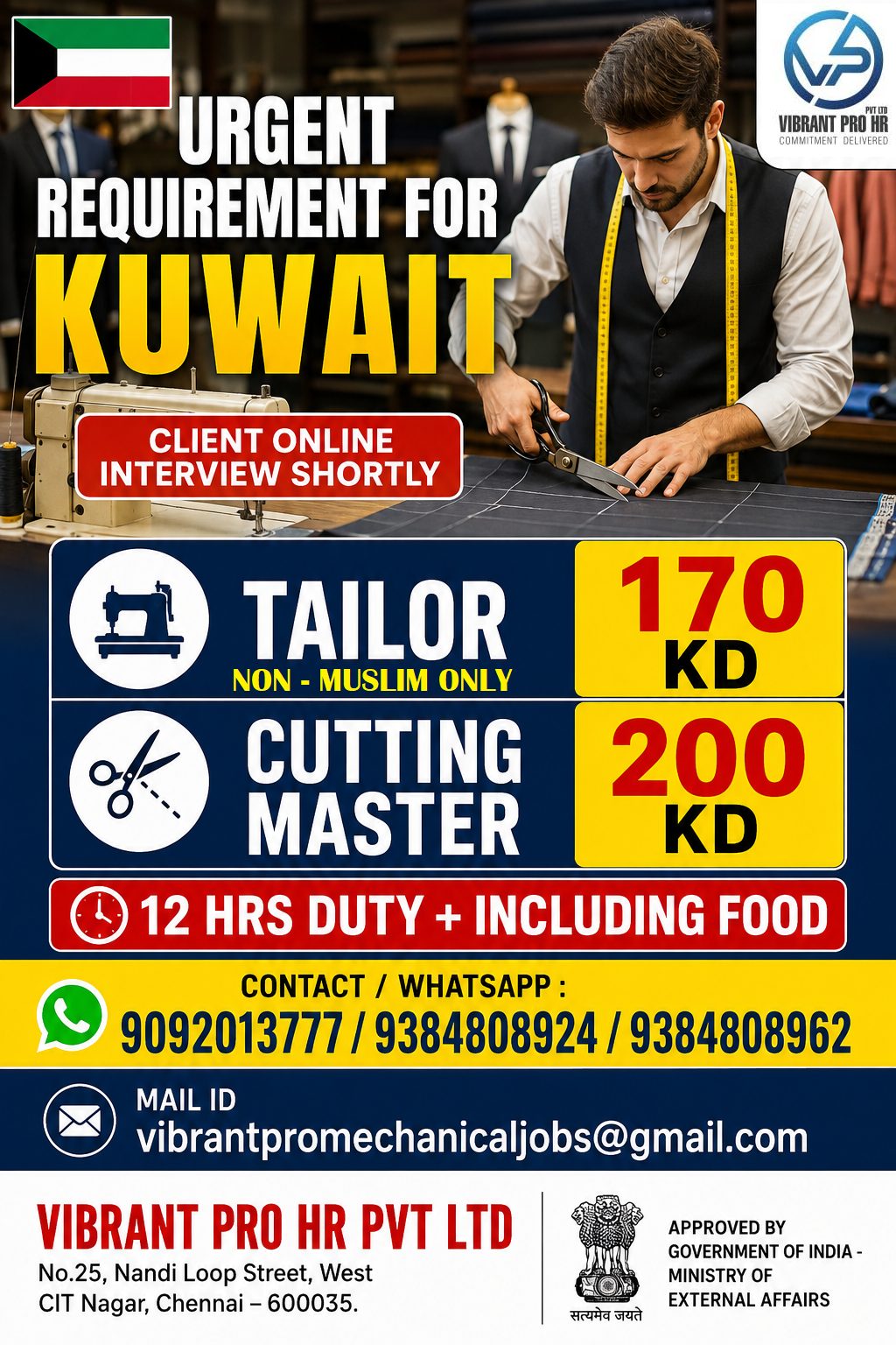 URGENT REQUIREMENT FOR KUWAIT