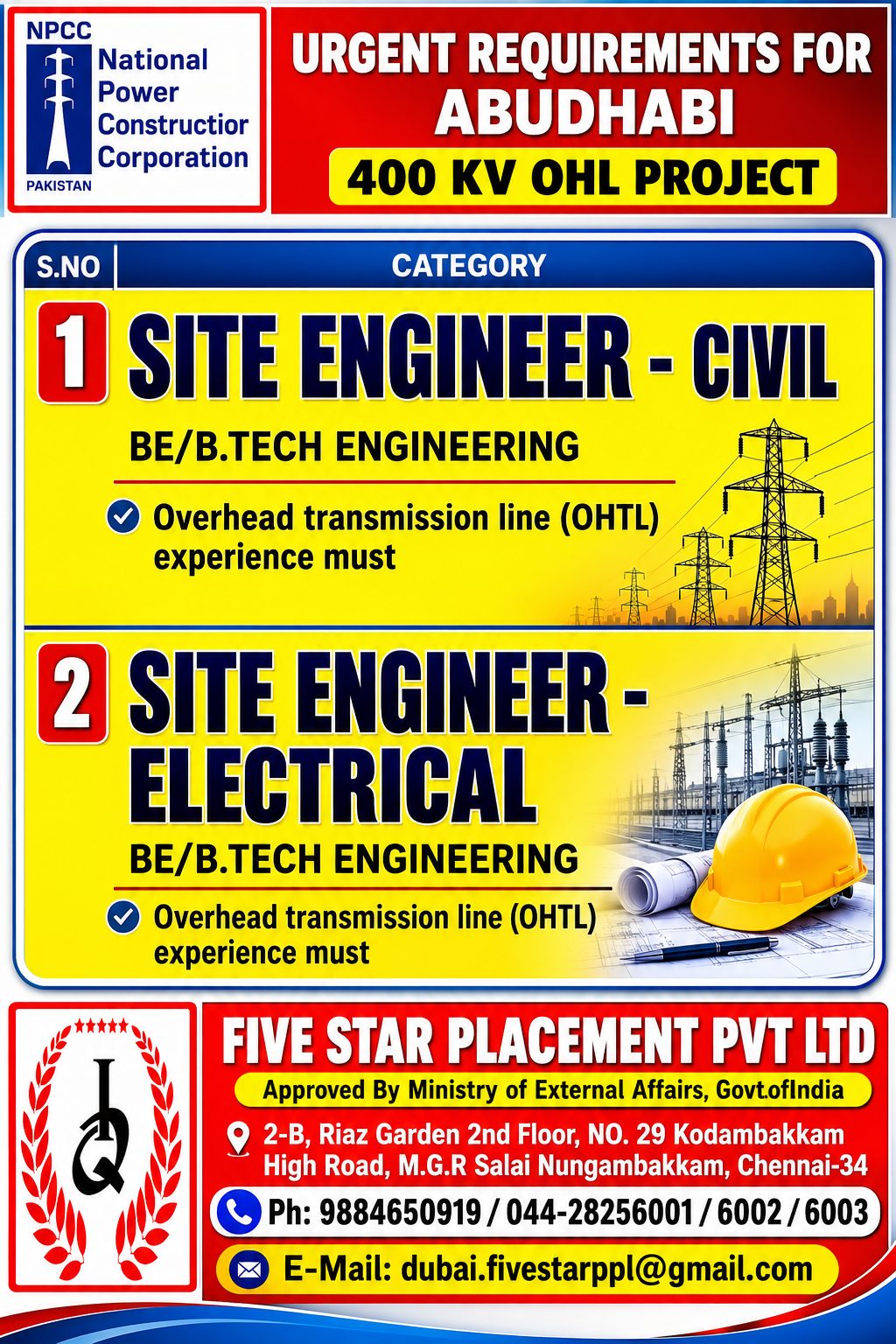 URGENT REQUIREMENTS FOR ABUDHABI - 400 KV OHTL