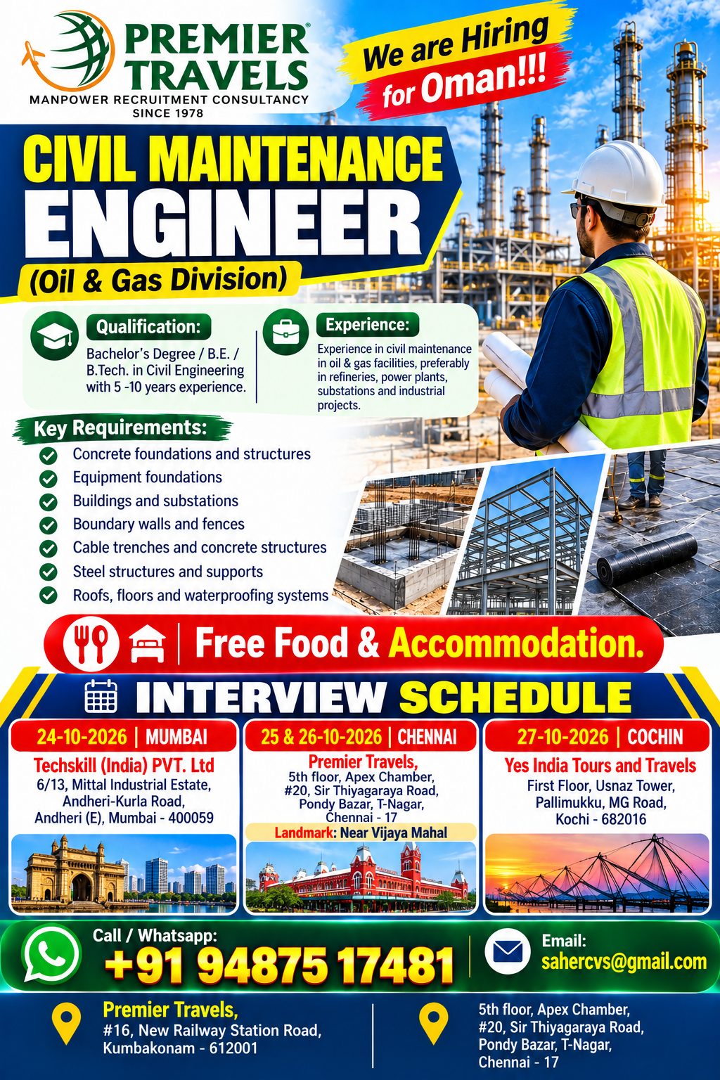 FACE2FACE INTERVIEW 25TH AND 26TH OCTOBER — Premier Travels, OMAN