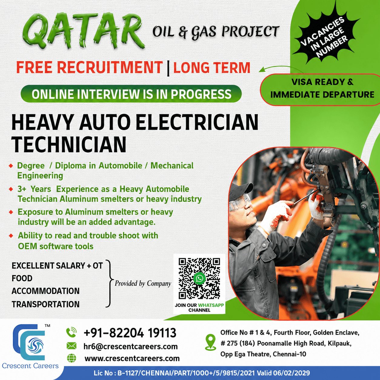 Heavy Auto Electrician Technician — Crescent Careers, Qatar