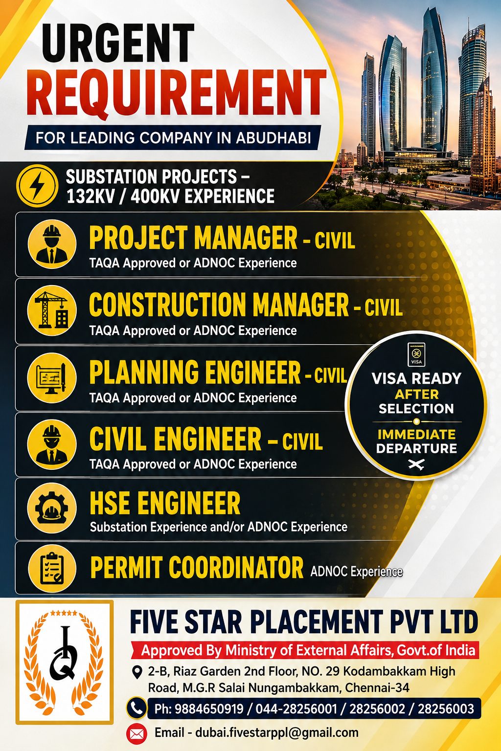 (SUBSTATION PROJECTS – 132KV/400KV EXPERIENCE) - ABUDHABI
