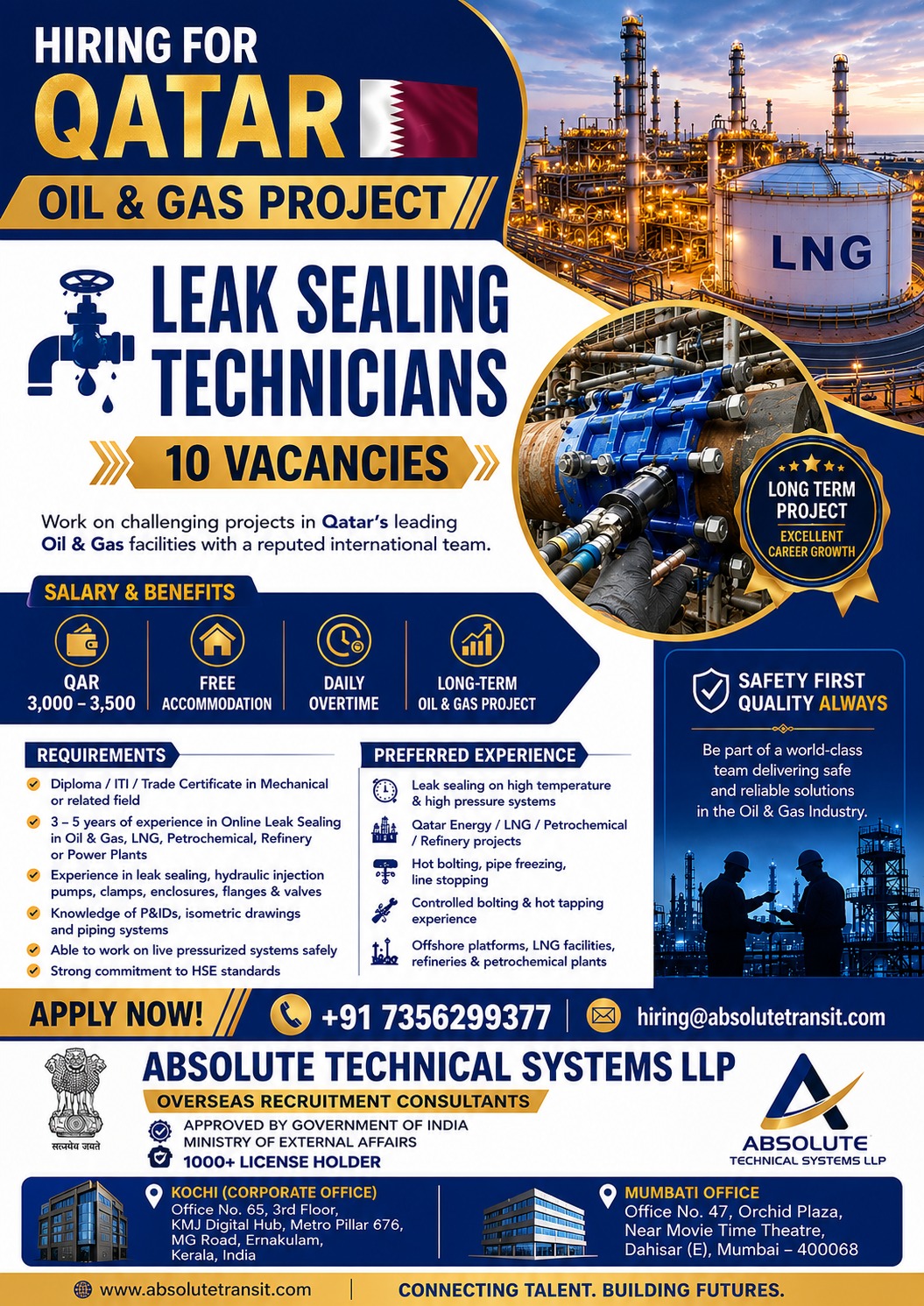 Leak Sealing Technician — Absolute Technical Systems LLP, Qatar
