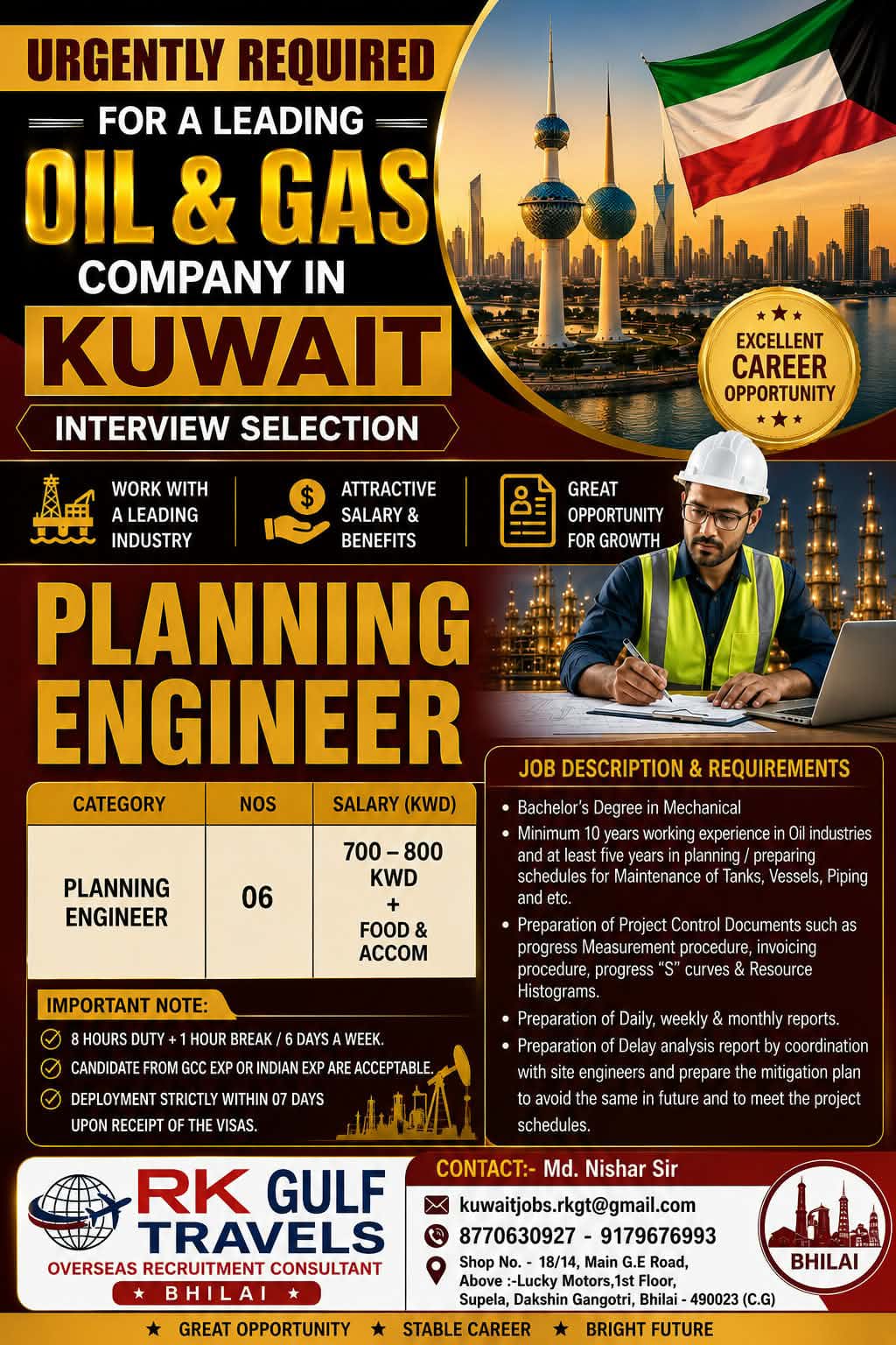 HIRING FOR A LEADING OIL & GAS COMPANY – KUWAIT