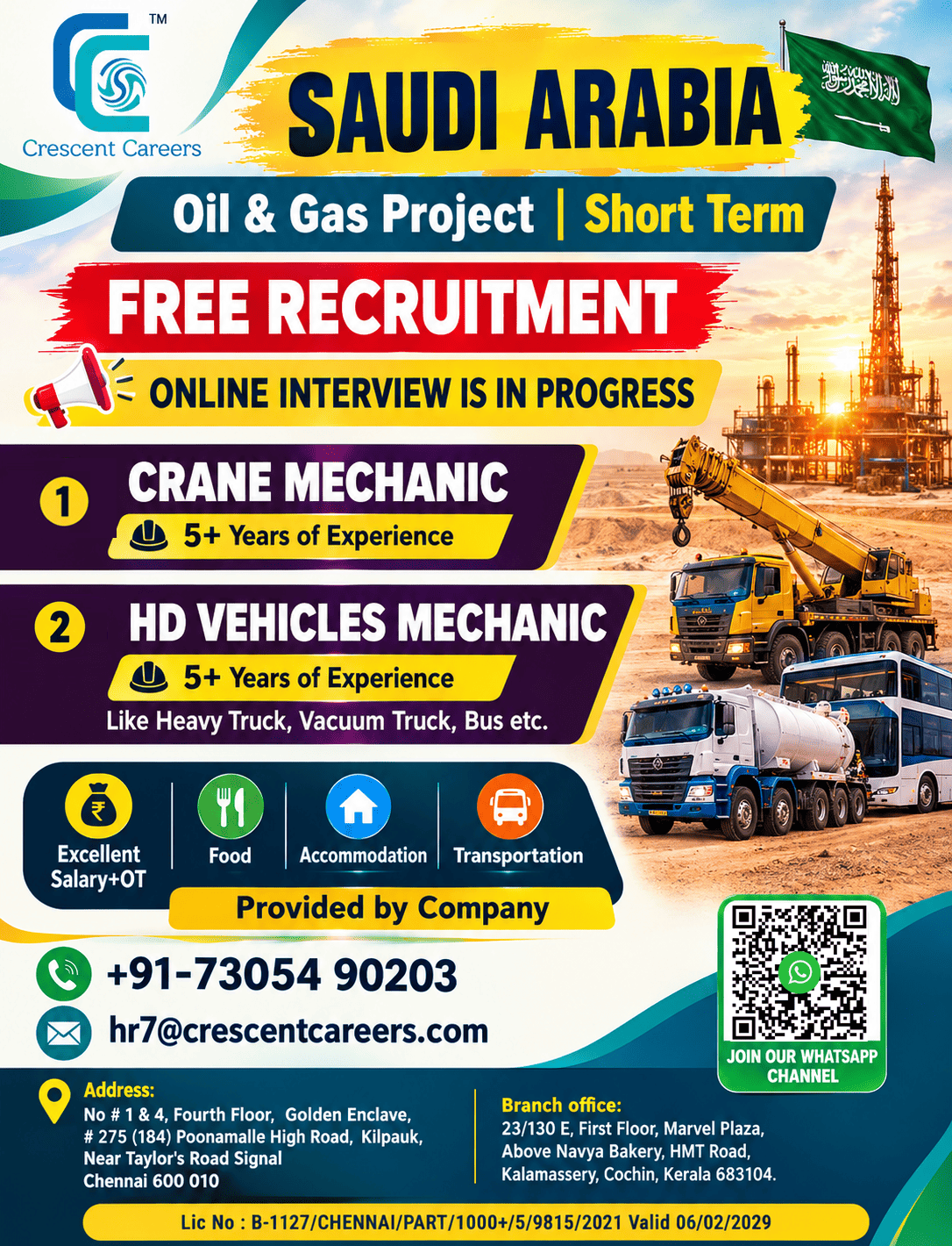 CRANE MECHANIC / HD VEHICLES MECHANIC — Crescent Careers, Saudi Arabia, Saudi Arabia