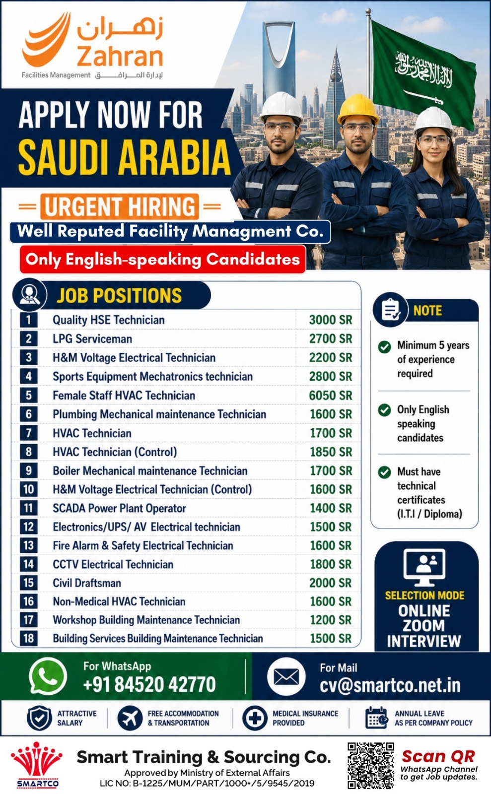 Urgent Hiring for Saudi Arabia   Zahran Facilities ManagementJoin a Leading Facility Management Company in Saudi Arabia