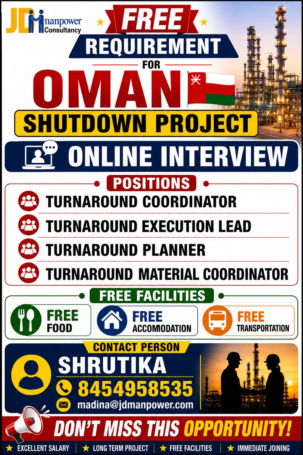 FREE REQUIREMENT FOR OMAN SHUTDOWN PROJECT