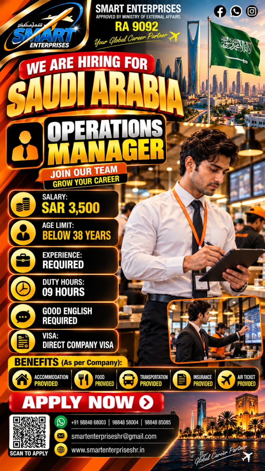 OPERATIONS MANAGER SAUDI ARABIA — smartenterpriseshr@gmail.com, SAUDI ARABIA