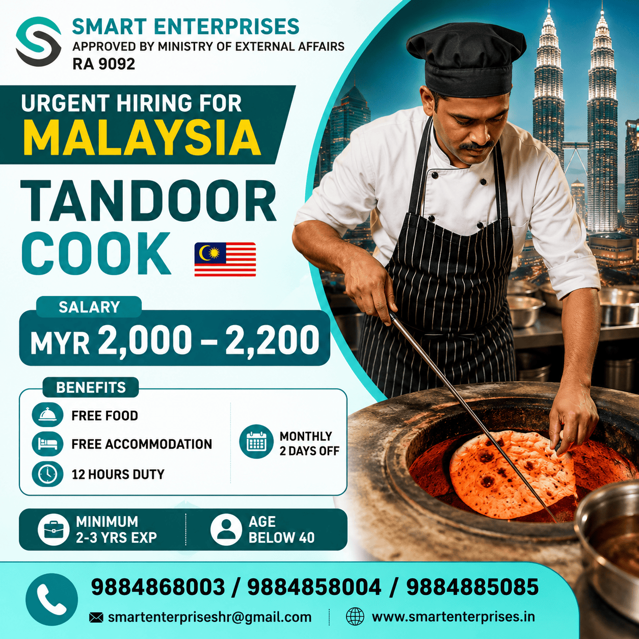 TANDOOR COOK — smartenterpriseshr@gmail.com, MALASIYA