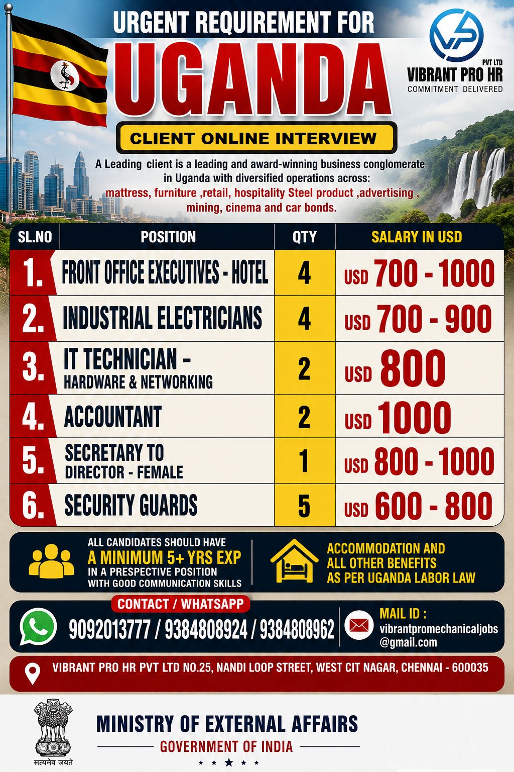 URGENT REQUIREMENT FOR UGANDA