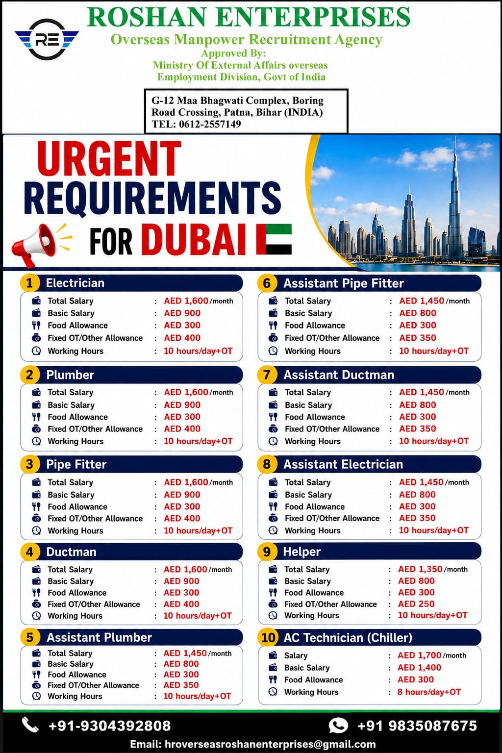 for DUbai — M/S  Roshan Enterprises, United Arab Emirates, United Arab Emirates