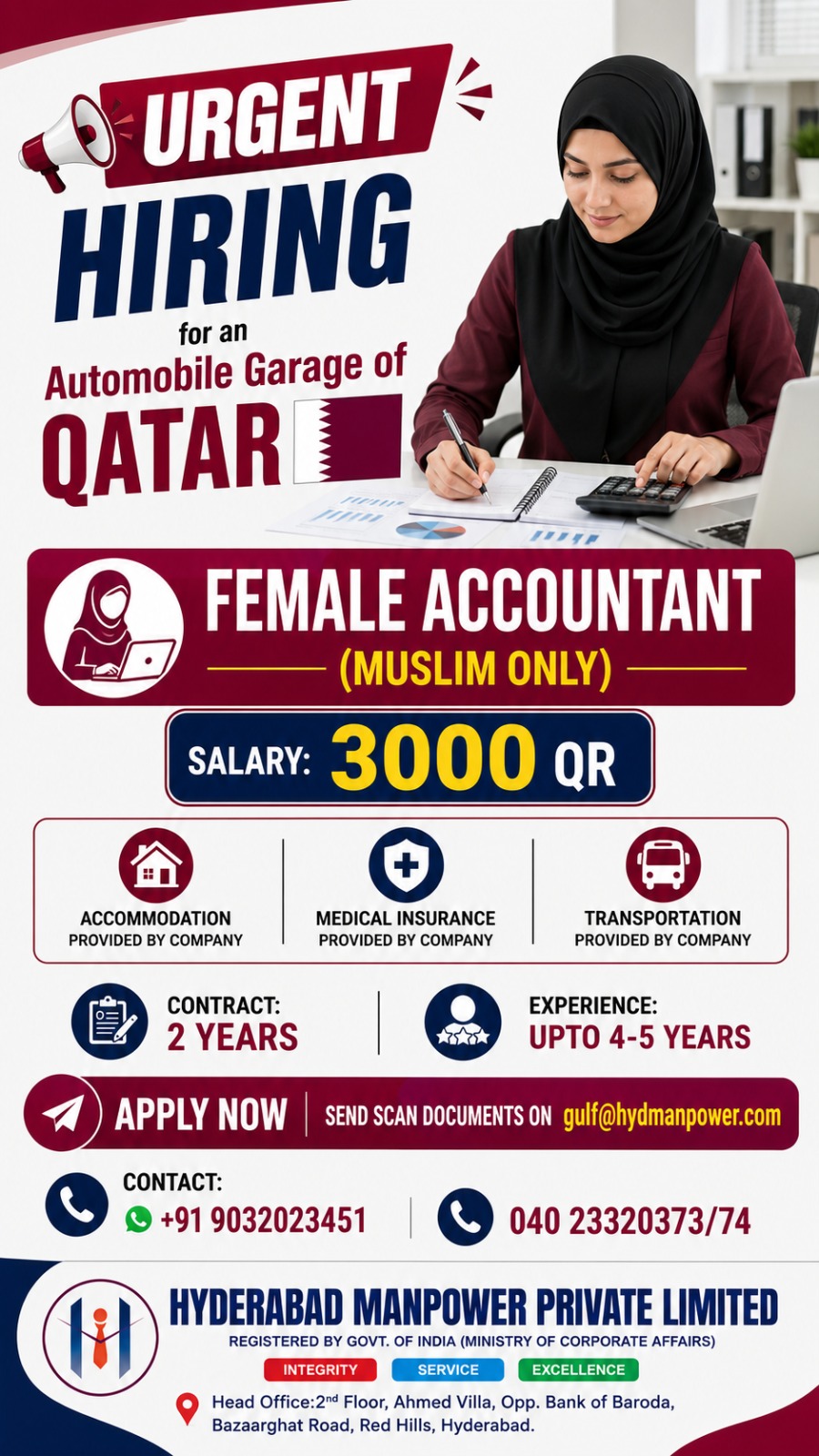 Hiring for Female Accountant