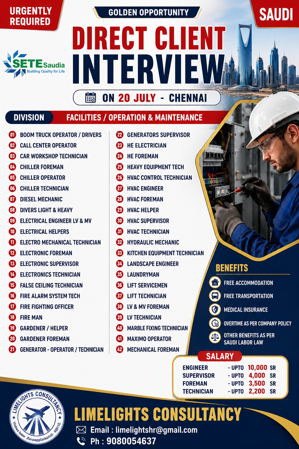Direct Client Interview - Facilities/Operation & Maintenance — Limelights consultant, Saudi Arabia, Saudi Arabia