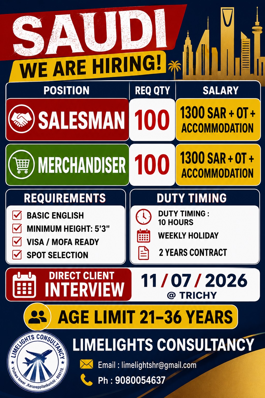 Saudi Arabia Job Recruitment — Limelights consultant, Saudi Arabia, Saudi Arabia