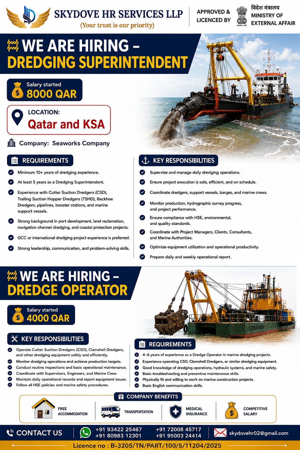 Dredging Superintendent, Dredge Operator