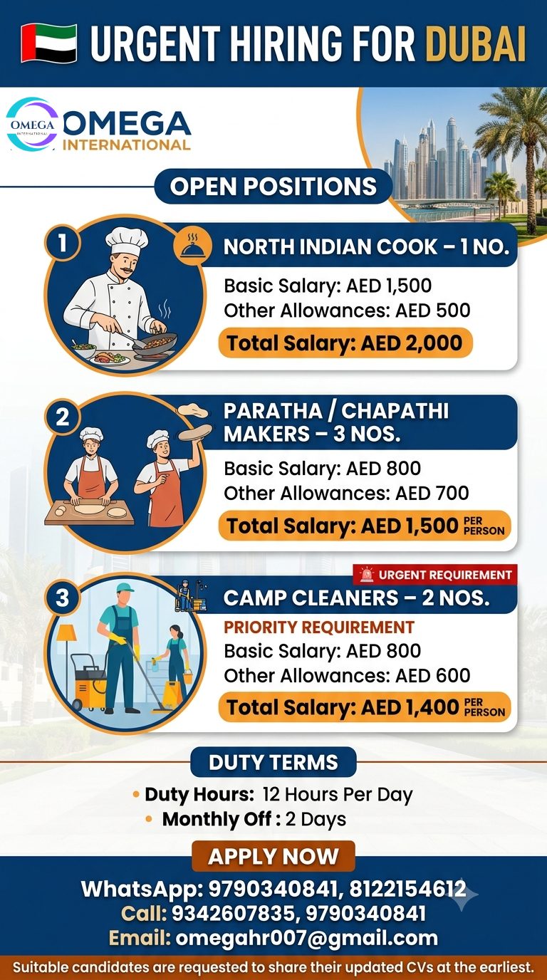 Urgent Hiring for Dubai