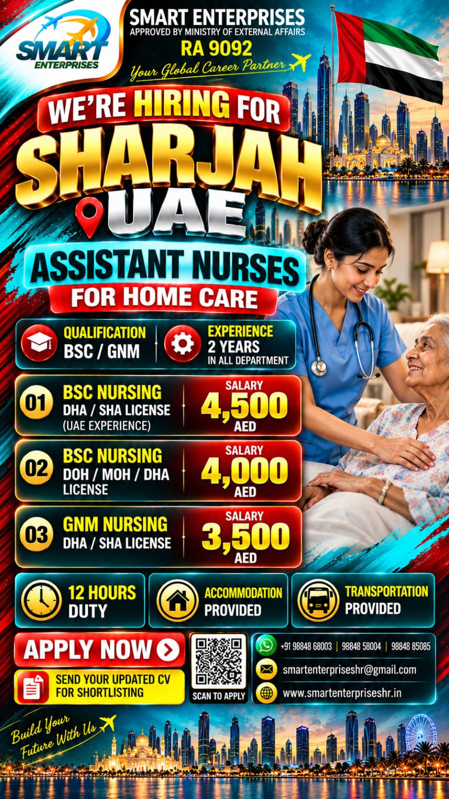 ASSISTANT HOMECARE NURSES — smartenterpriseshr@gmail.com, UAE, UAE