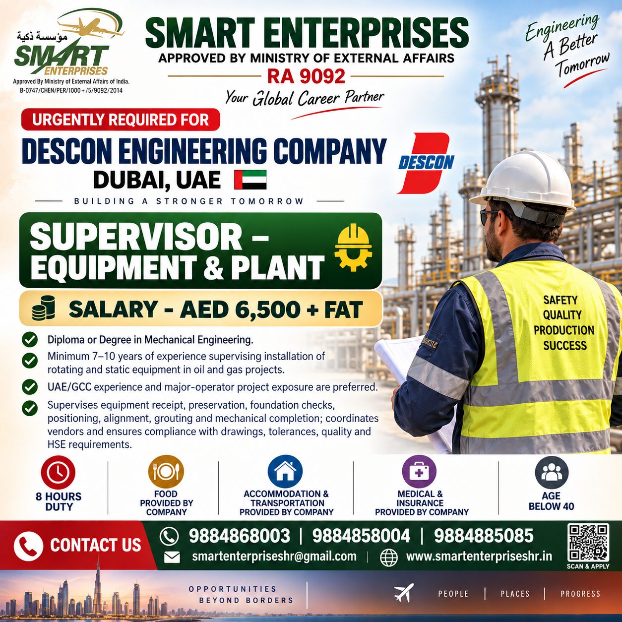 SUPERVISOR – EQUIPMENT & PLANT