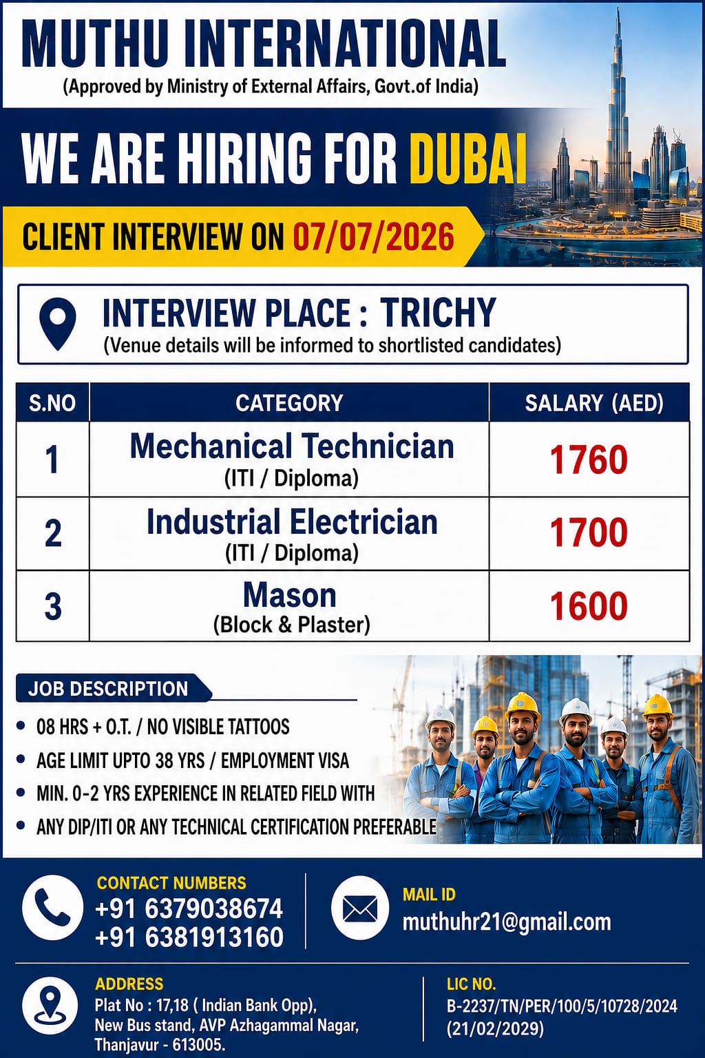 industrial electrison — MUTHU INTERNATIONAL, Dubai