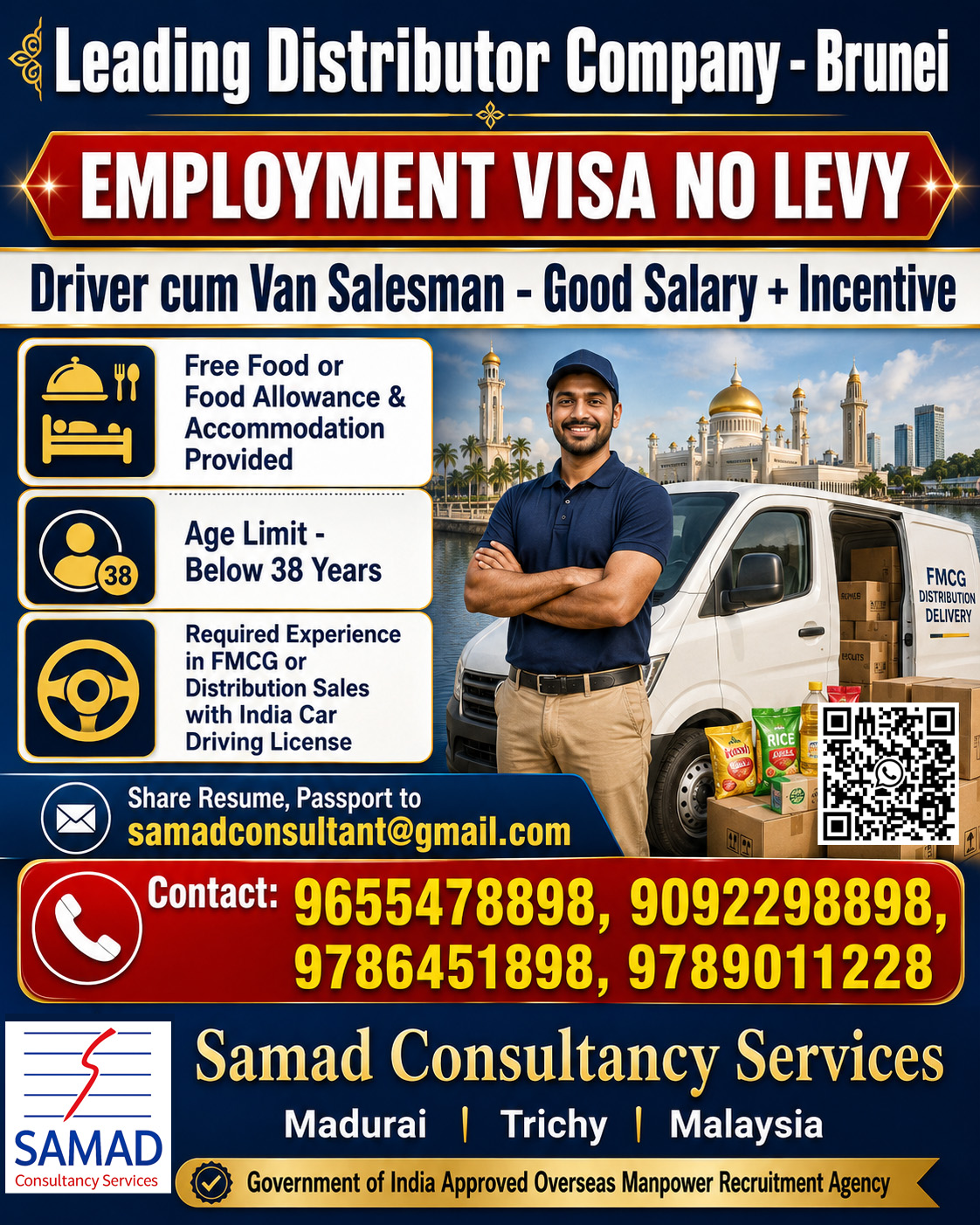 Leading Distributer Company- Brunei,  Employment Visa No Levy — Samad Consultancy Services, Brunei