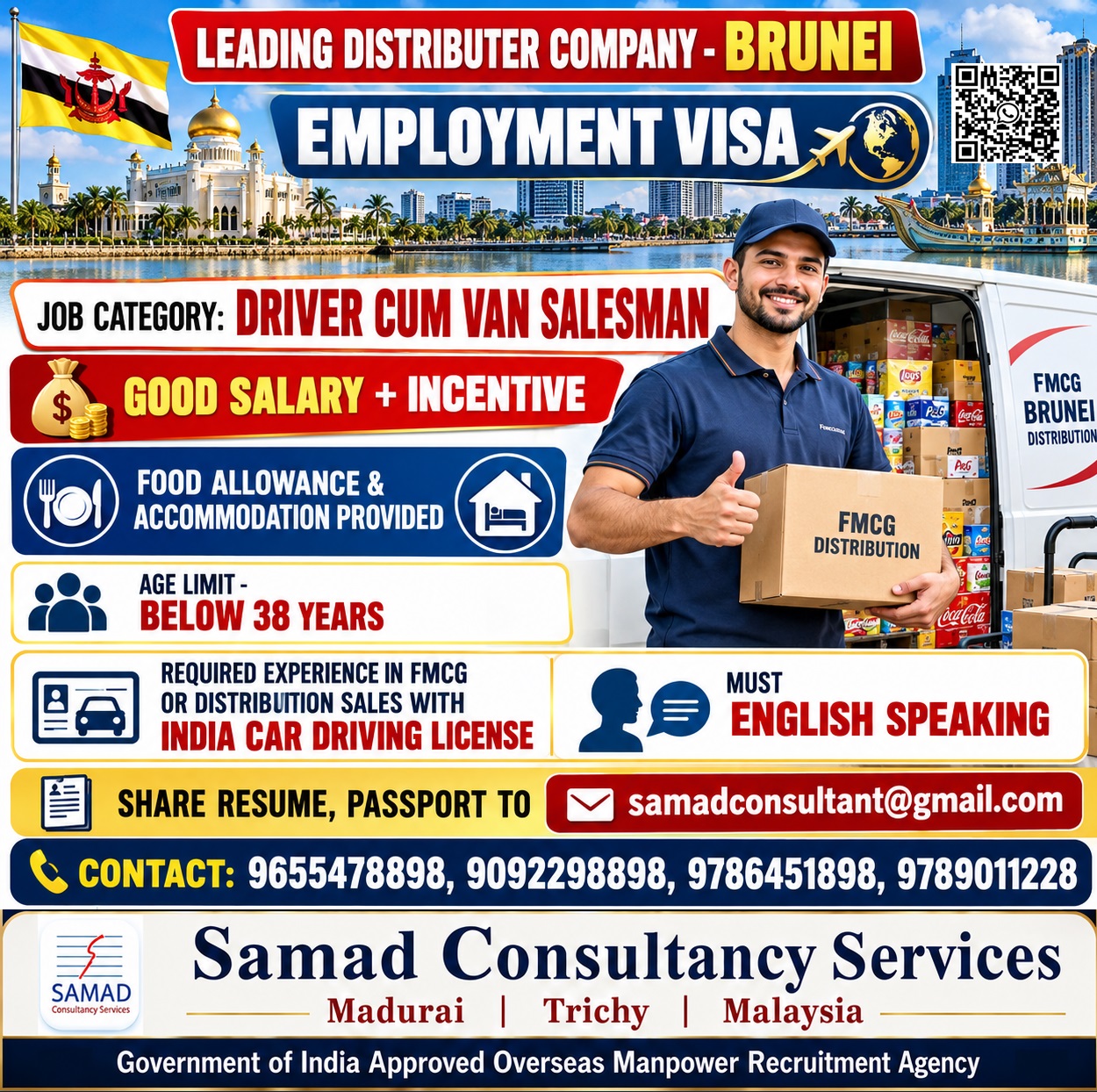 Leading Distributer Company- Brunei  Employment Visa — Samad Consultancy Services, India