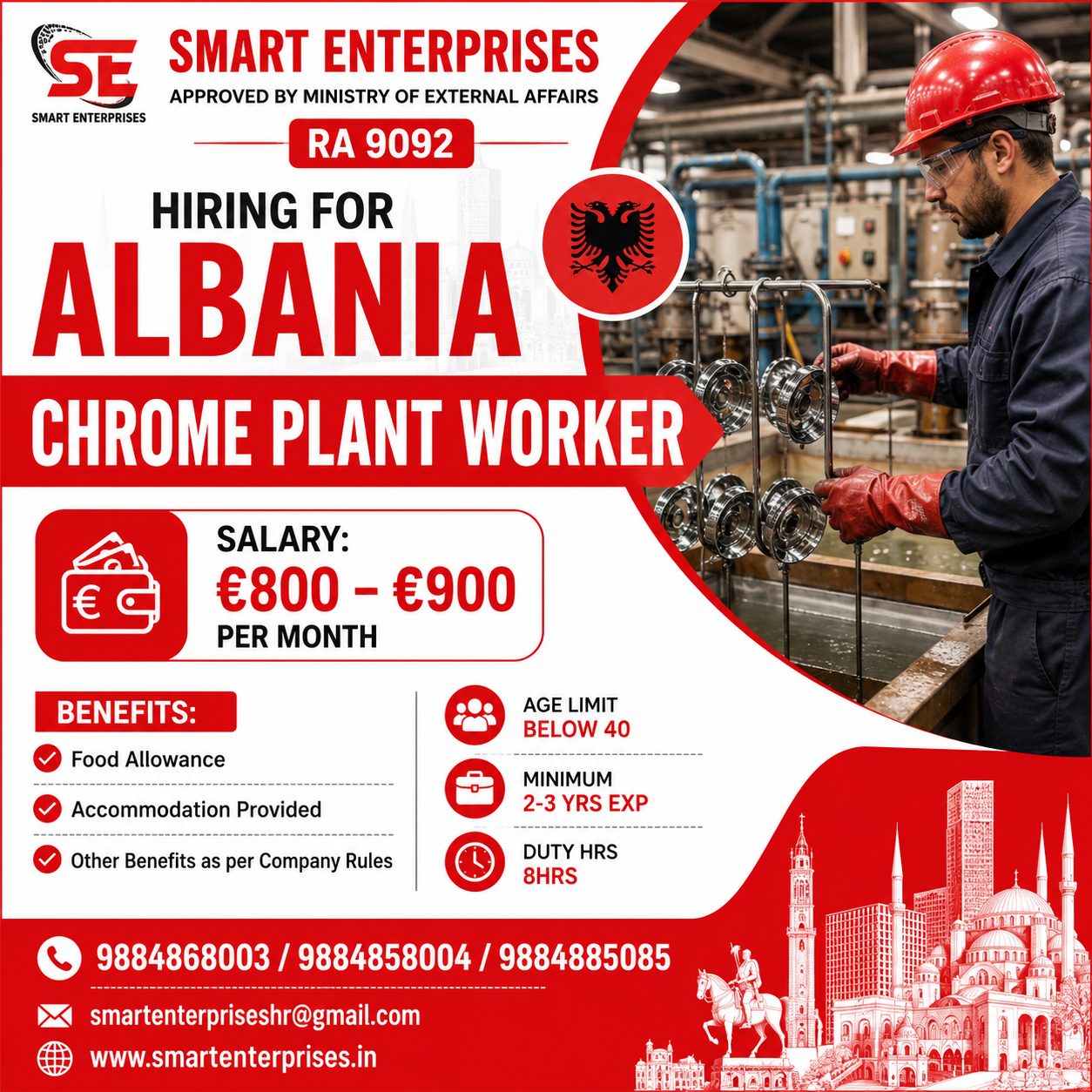 Chrome Plant Worker — smartenterpriseshr@gmail.com, ALBANIA