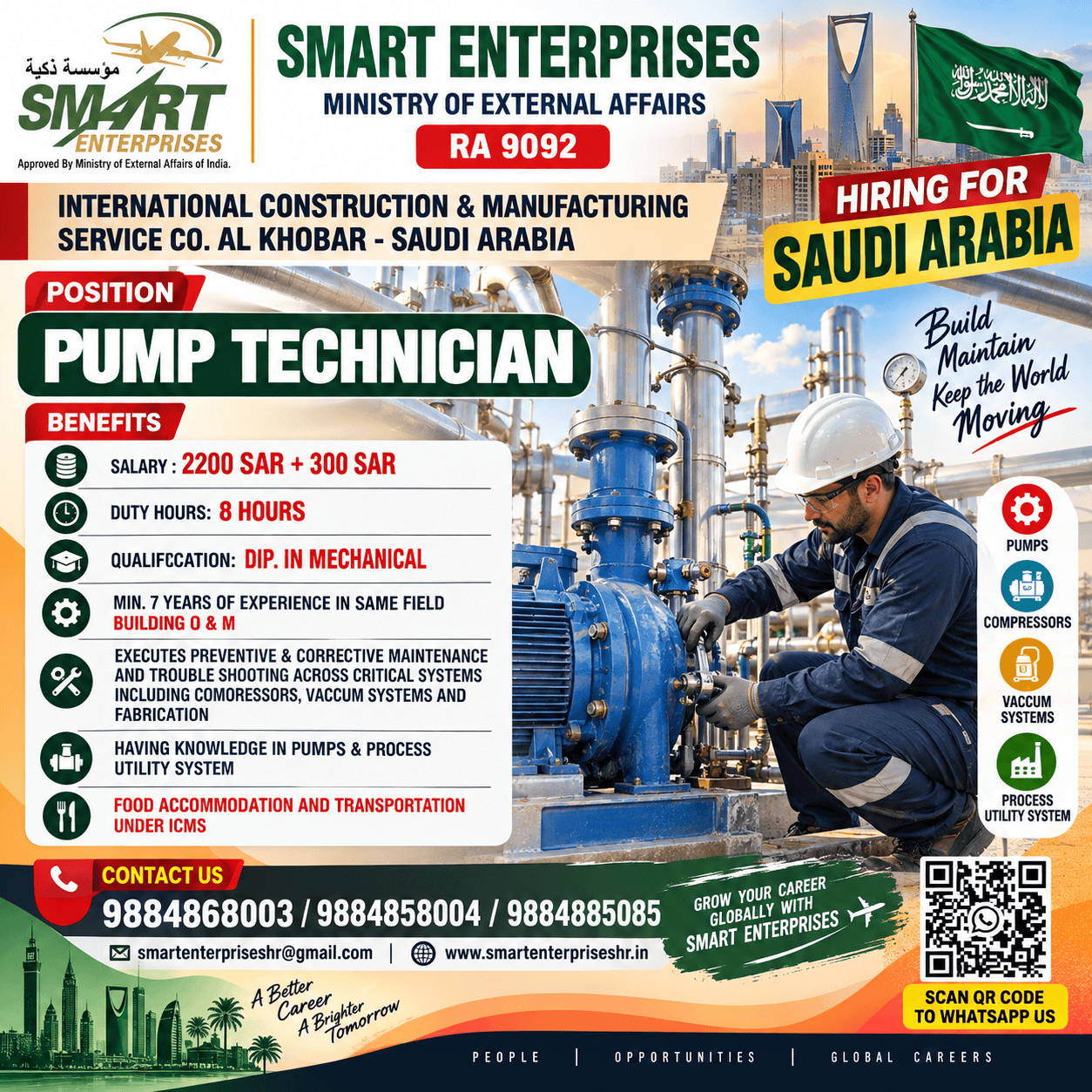 REQUIRES PUMP TECHNICIAN