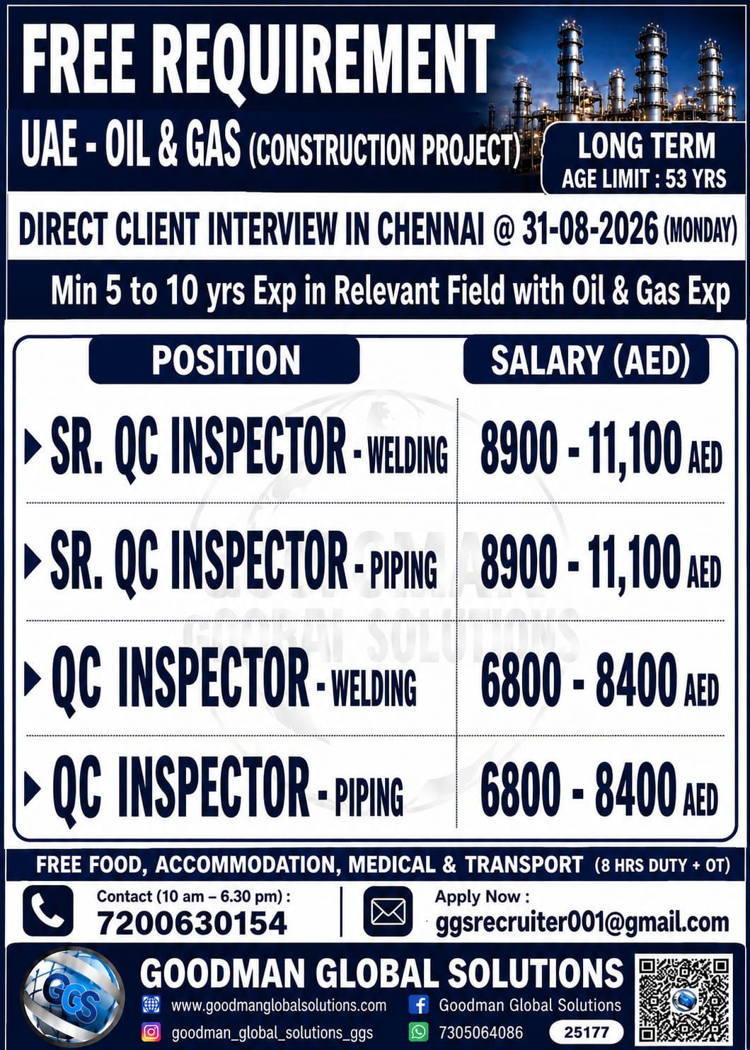 FREE REQUIREMENT - UAE - OIL & GAS - LONG TERM (CONSTRUCTION PROJECT )