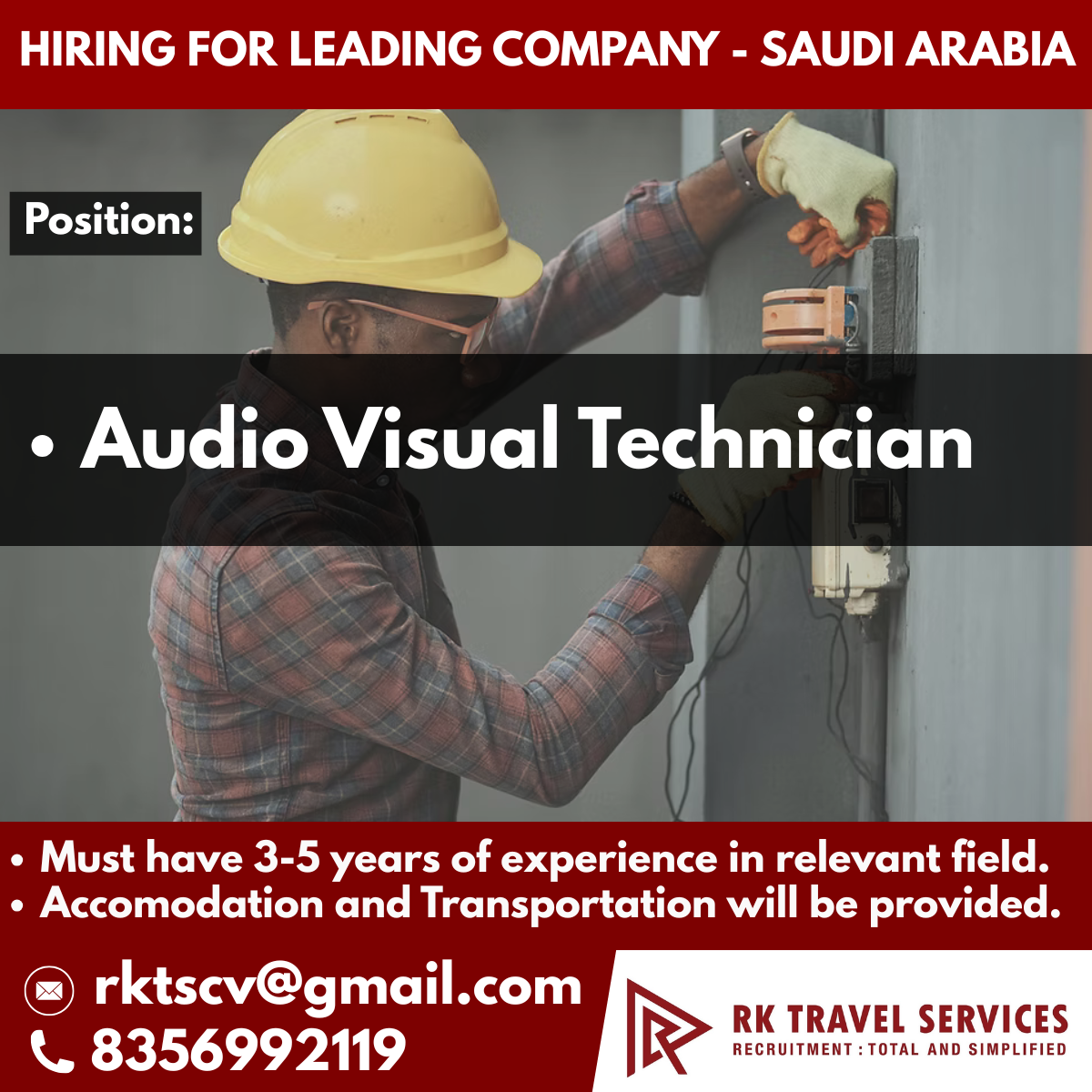 Audio Visual Technician — RK Travel Services, Saudi Arabia