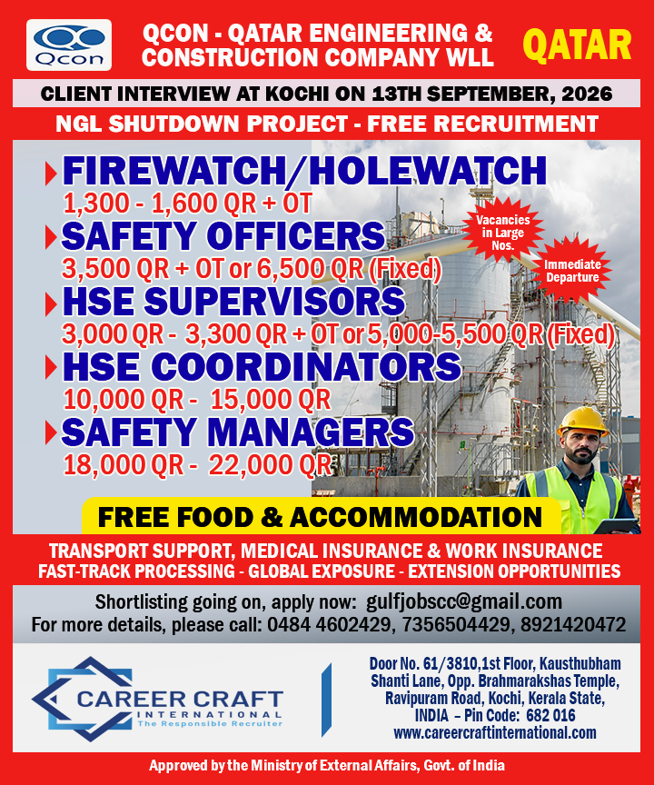 QCON, QATAR CONDUCTS A DIRECT CLIENT INTERVIEW IN KOCHI –