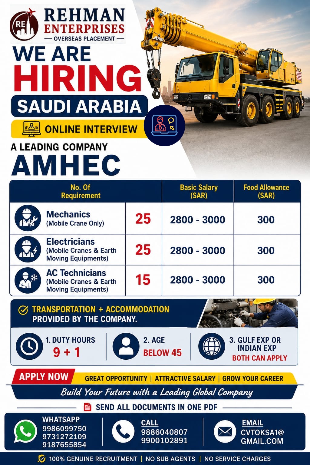 Technical Staff for Mobile Crane and Equipment Operations