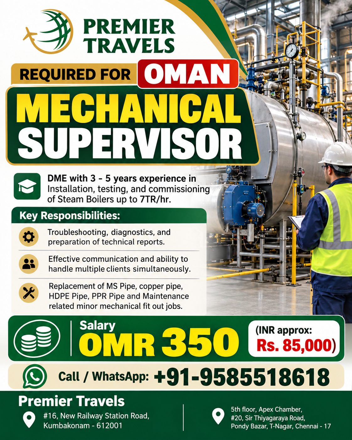 Mechanical Supervisor — Premier Travels, OMAN, OMAN